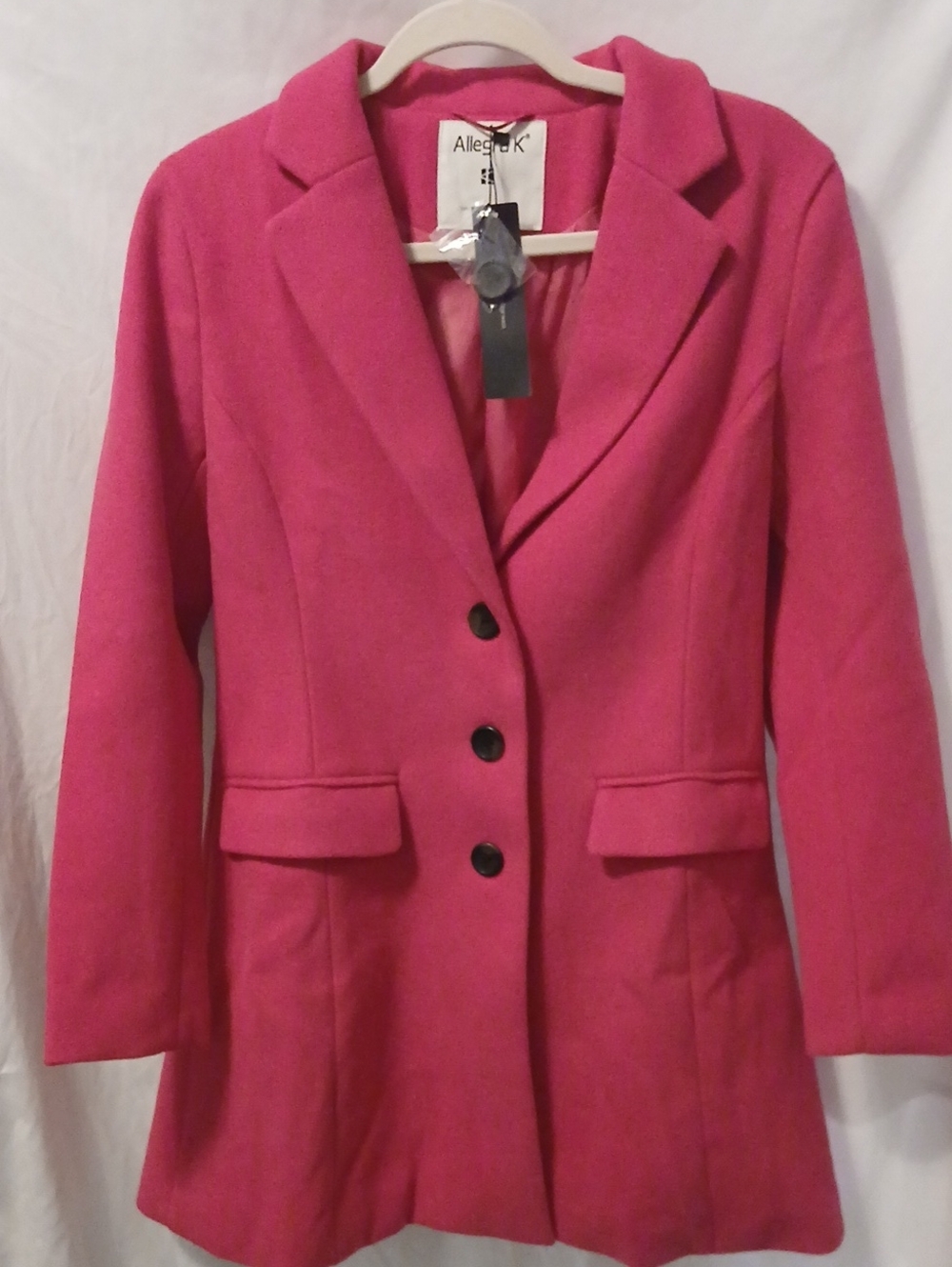 Allegra K Vibrant Hot Pink Tailored Coat